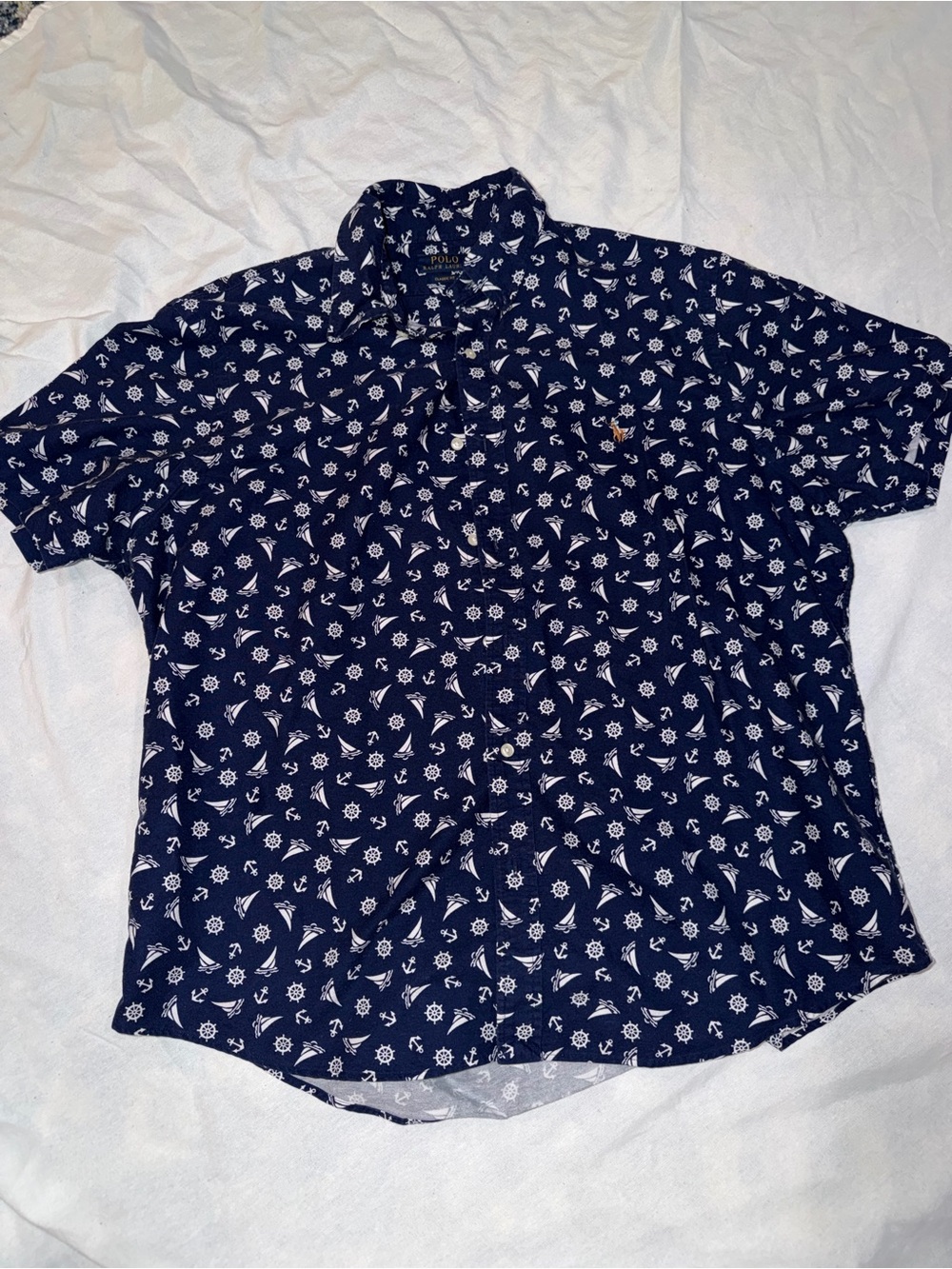 Polo Ralph Lauren Nautical Print Button Up Shirt Men’s XXL Classic Fit